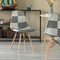 Modern Fabric Patchwork Chair with Wooden Legs for Kitchen, Dining Room, Entryway, Living Room with Black & White Patterns
